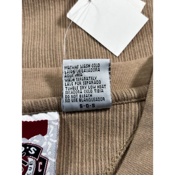Mos Sport Club XL Tan Ribbed V-Neck T-Shirt Cotton - Picture 4 of 8